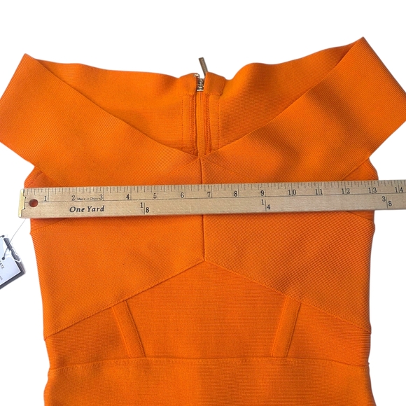 Marciano Guess Bandage Dress Y2K Bodycon NEW Womens XS Orange Cocktail Party - Picture 9 of 14